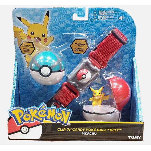Pokemon Clip N Carry Poke Ball Belt  Tomy Pikachu Exclusive Net Pokeball Gift - Picture 1 of 5